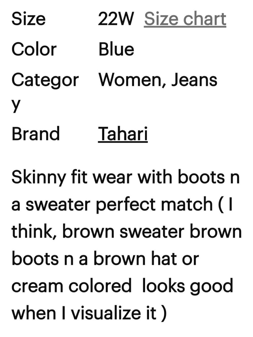 TAHARI Jeans 22W Chloe Fit Solution Skinny Great For Boots!!! - Picture 8 of 8